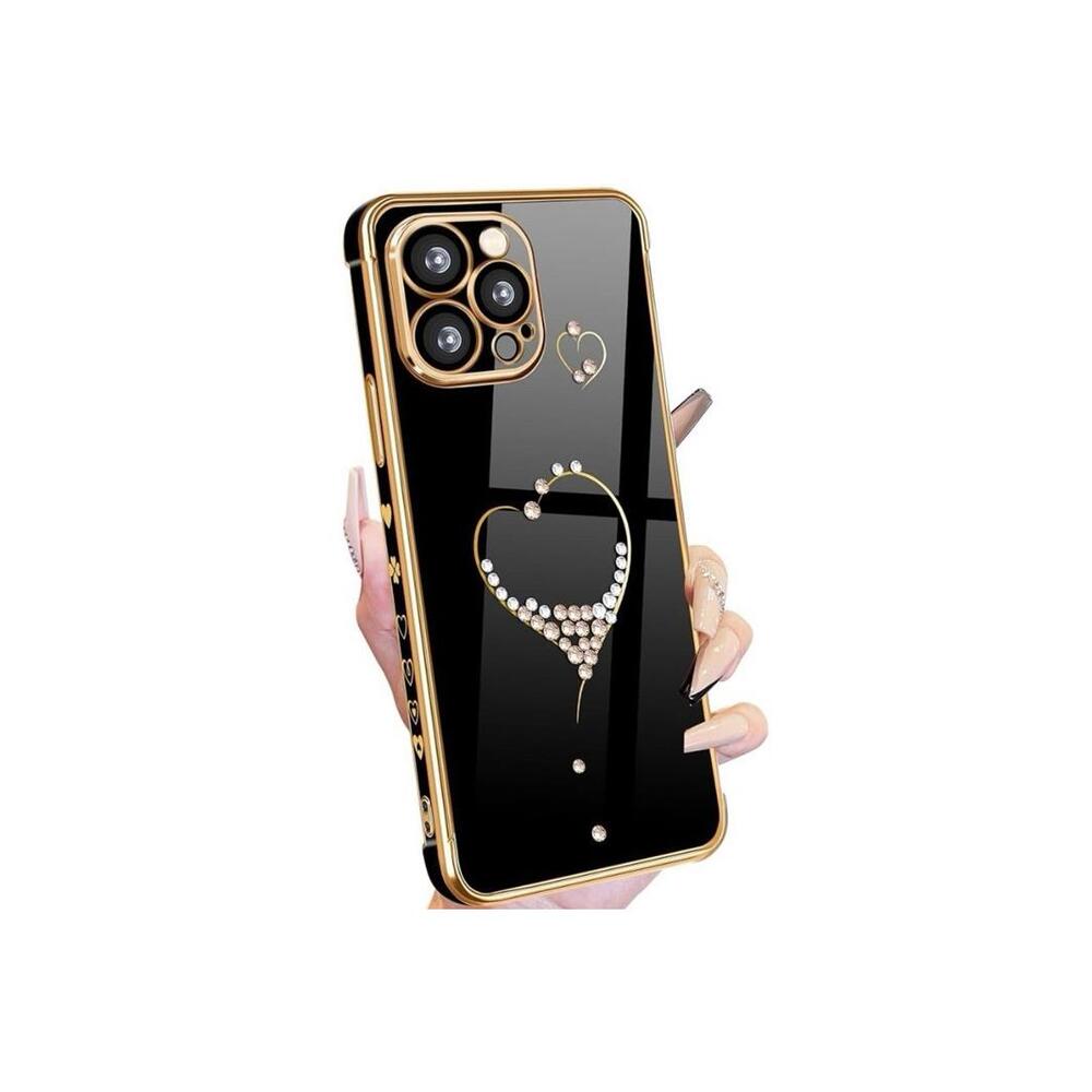 Petitian for iPhone 14 Pro Case Sparkle Hearts Black M17